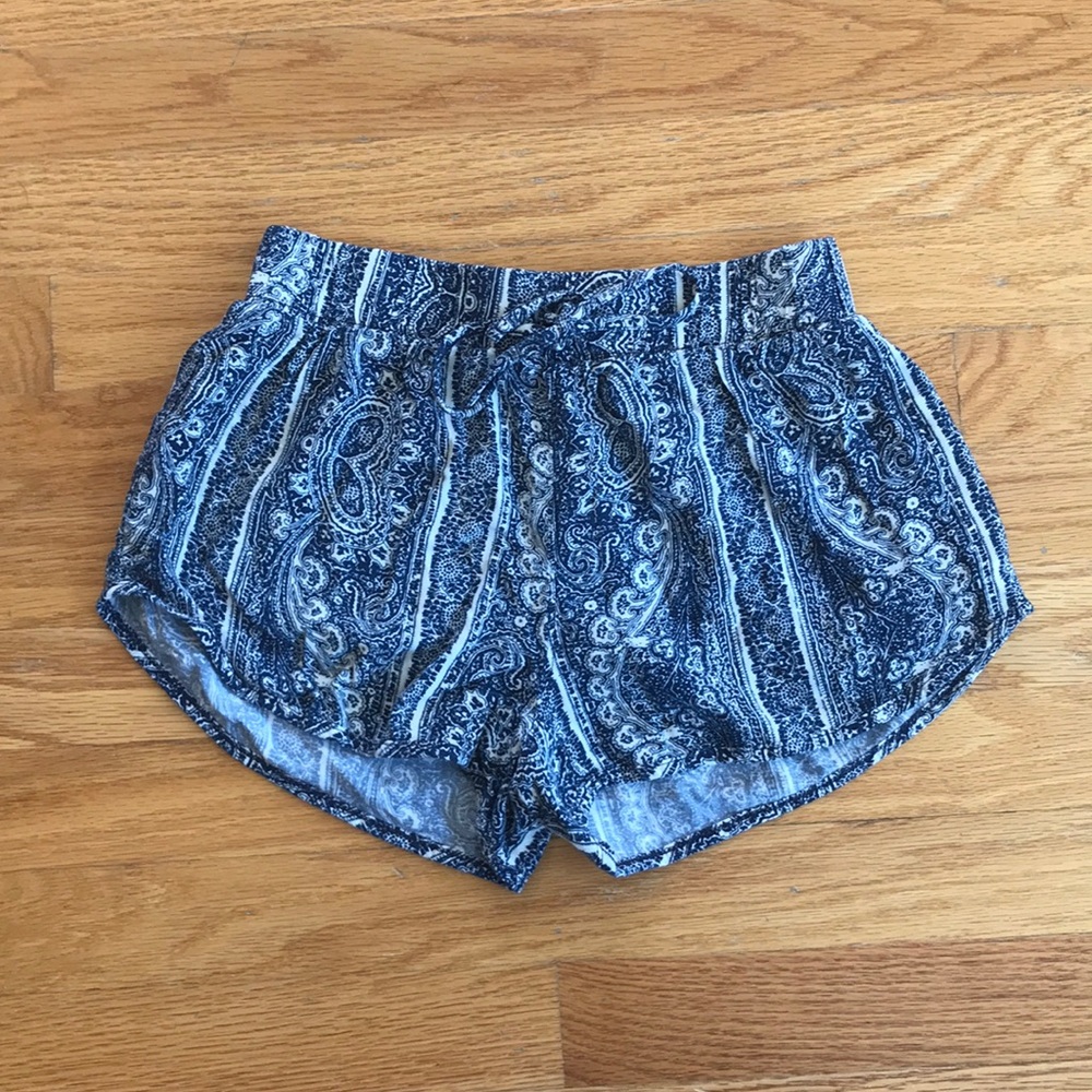 Navy and White Paisley Shorts